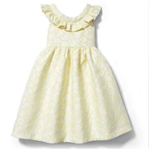 Janie And Jack Girls Yellow White Floral Jacquard Dress Sleeveless 4
